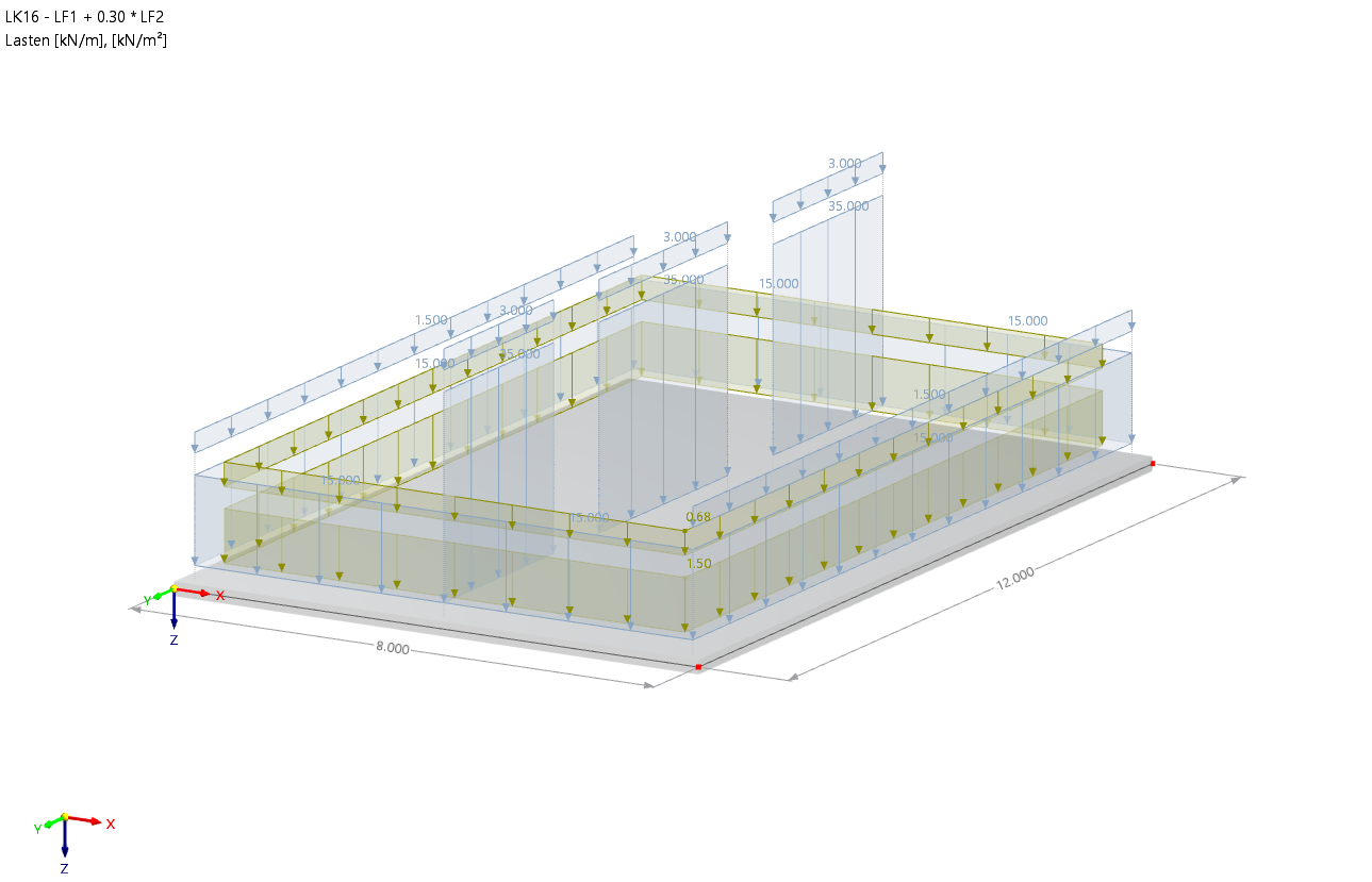 Display of a foundation slab, loaded and analyzed using the constrained modulus method in Technical Article No. 2018.