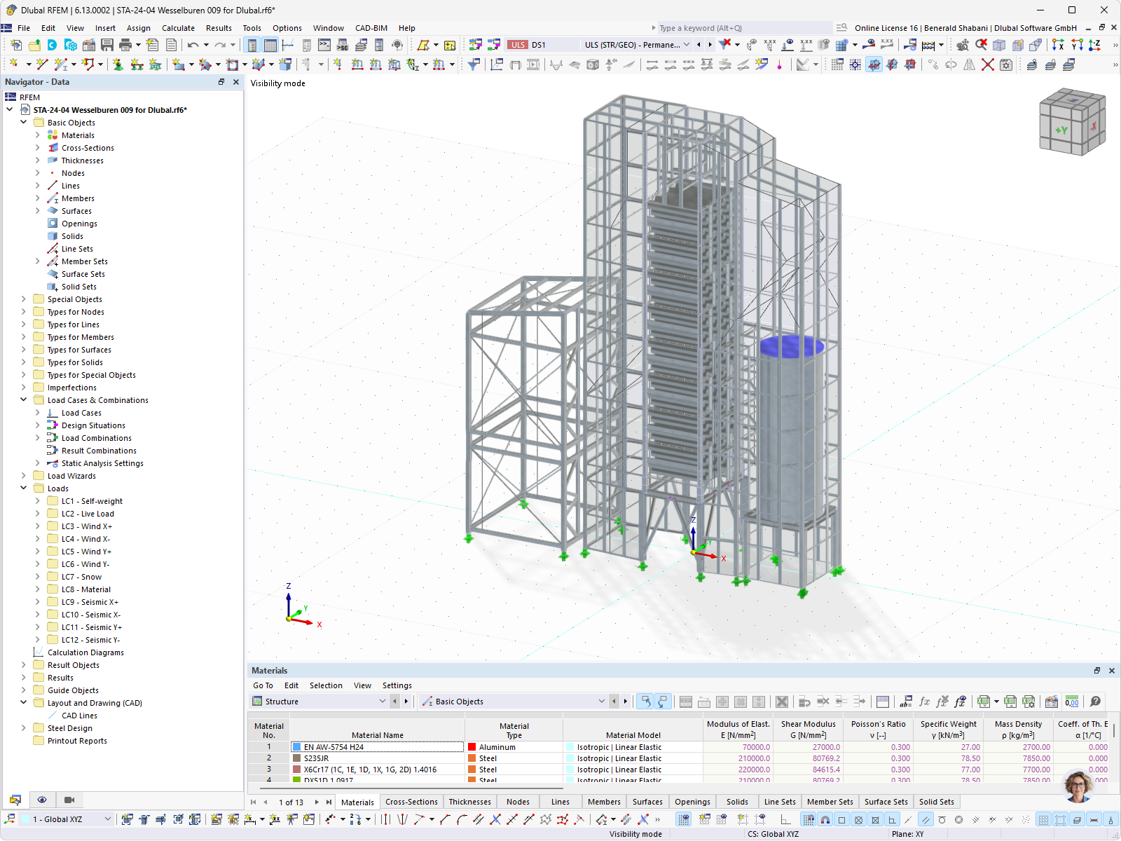 RFEM model of a steel drying tower. Visualized structure. © GMBS Design Kft.
