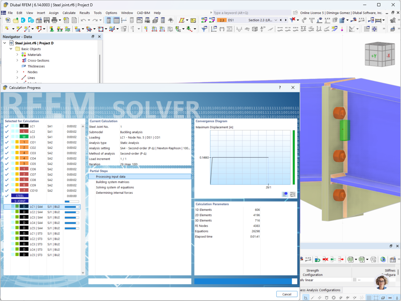 Accelerated steel joint calculations with up to a 50% reduction in processing time.