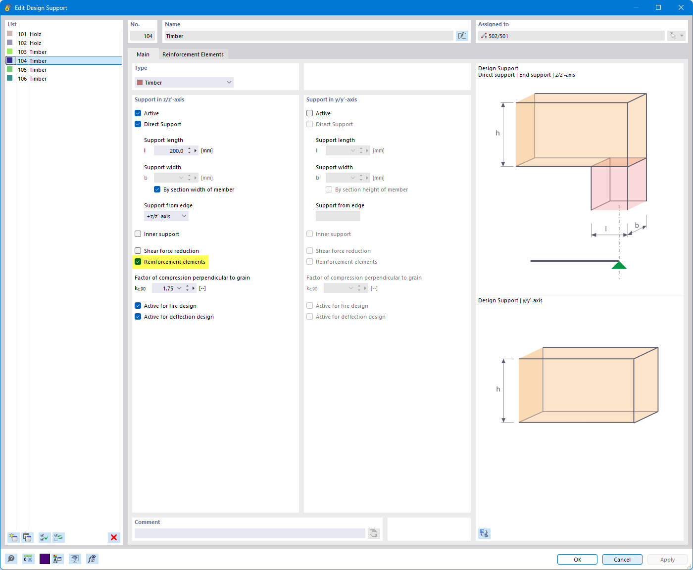 Activating transversal compression reinforcements in the design supports