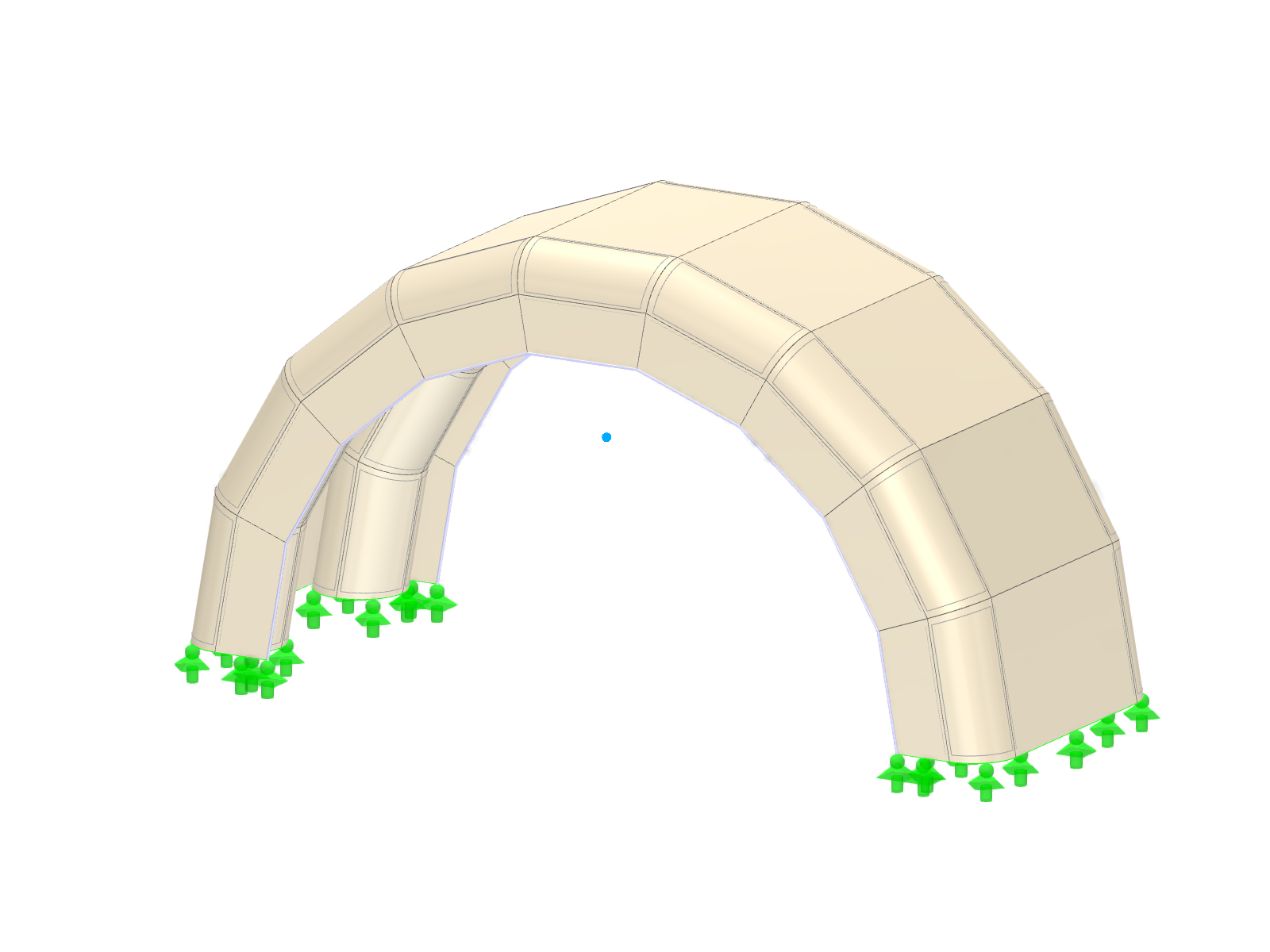 A membrane arch structure under a blue sky, providing a flexible, modern architectural solution.