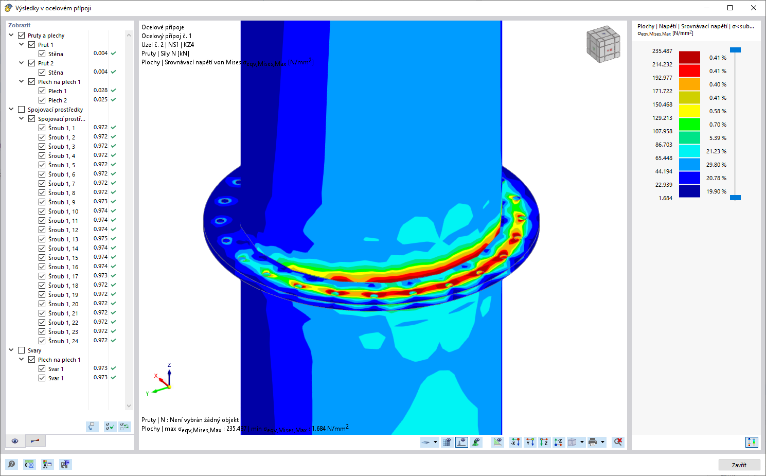 A 35-meter-high steel antenna tower modeled in RFEM 6, including wind load analysis and stability design.