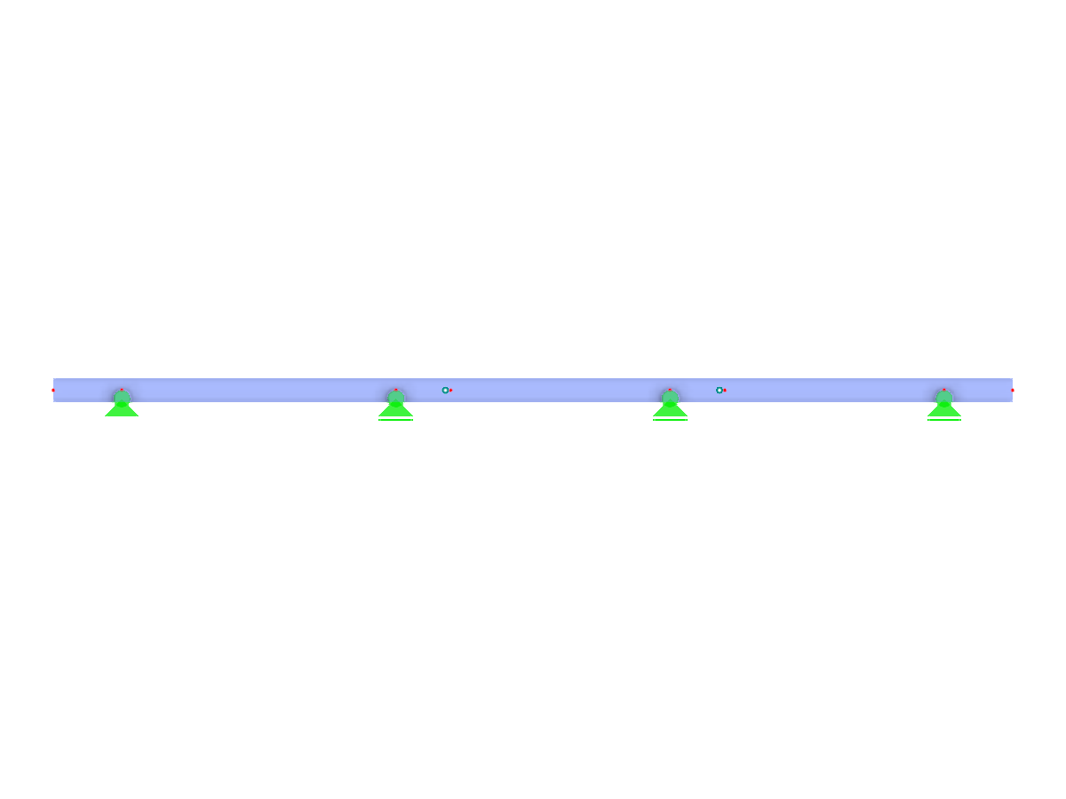 A continuous Gerber beam with a hinge configuration featuring a first bay without hinges, subsequent bays with one hinge each, and overhanging ends.