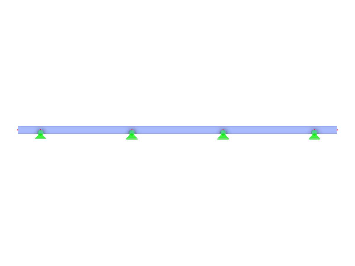 Continuous beam model with configurable supports and bays, featuring overhanging ends.