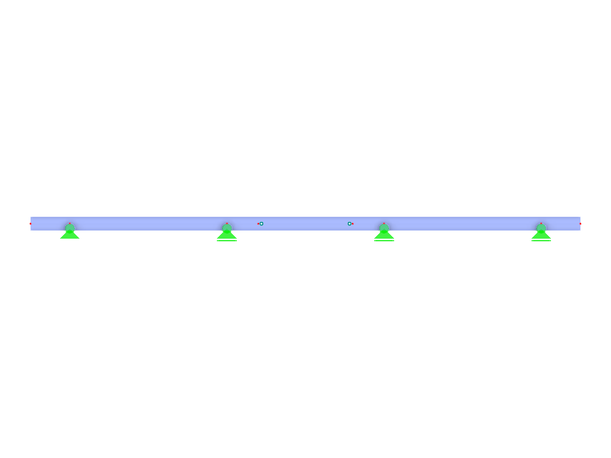 This image shows a continuous beam structure with inserted hinges at even bays, featuring overhanging ends for enhanced support dynamics.