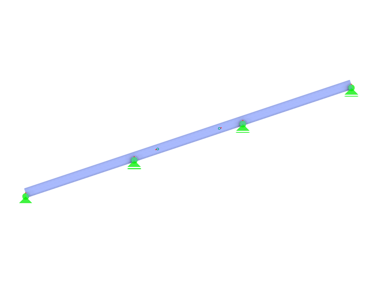 Inclined continuous beam featuring inserted hinges creating a Gerber beam configuration with even bays at an incline.