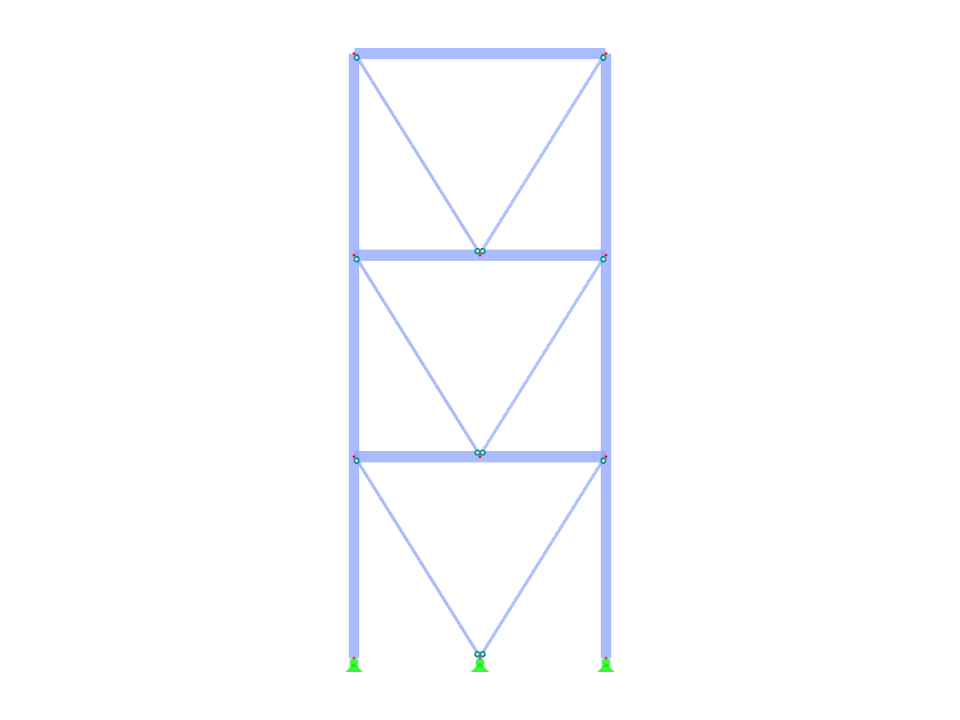 Steel structure featuring a V-bracing system for enhanced stability and load distribution.