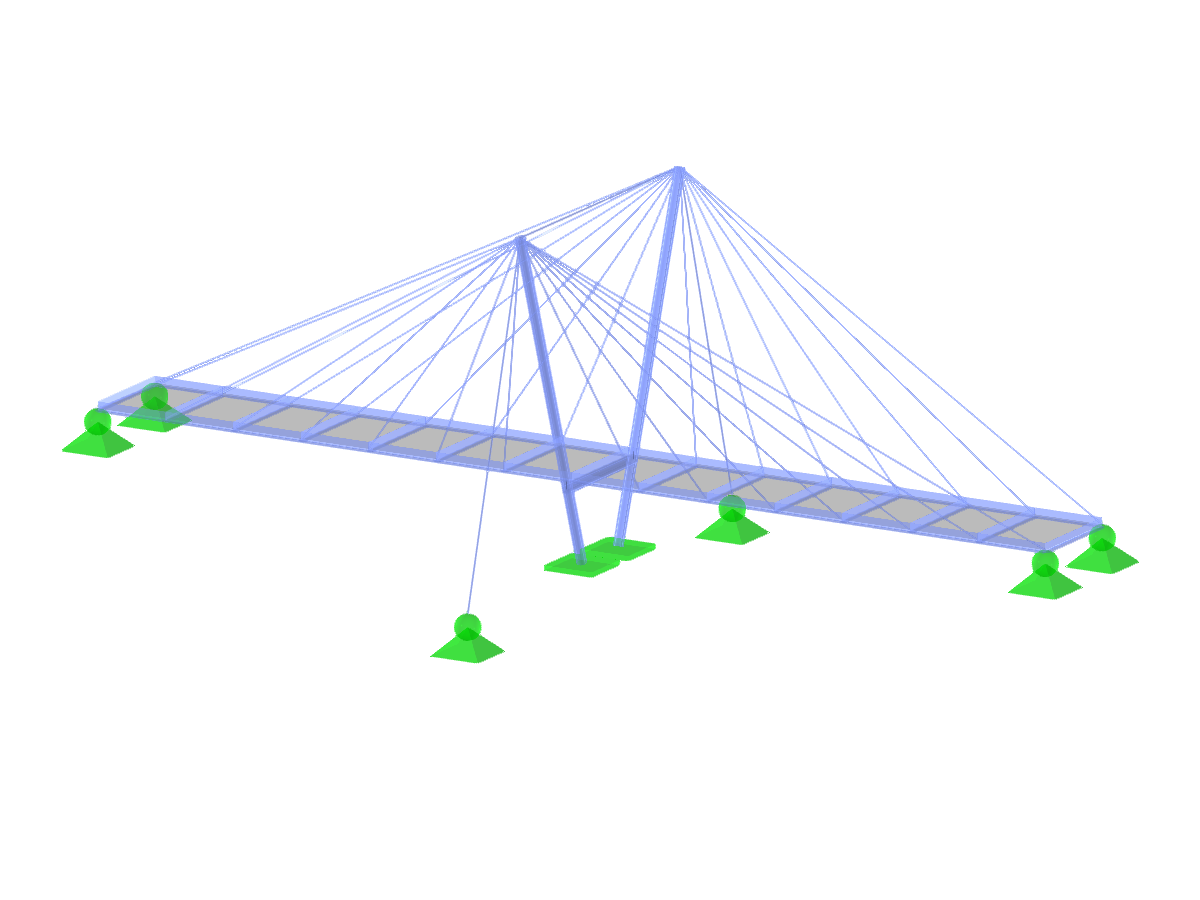 Cable-stayed bridge with two pylons supporting a straight girder deck using stay cables