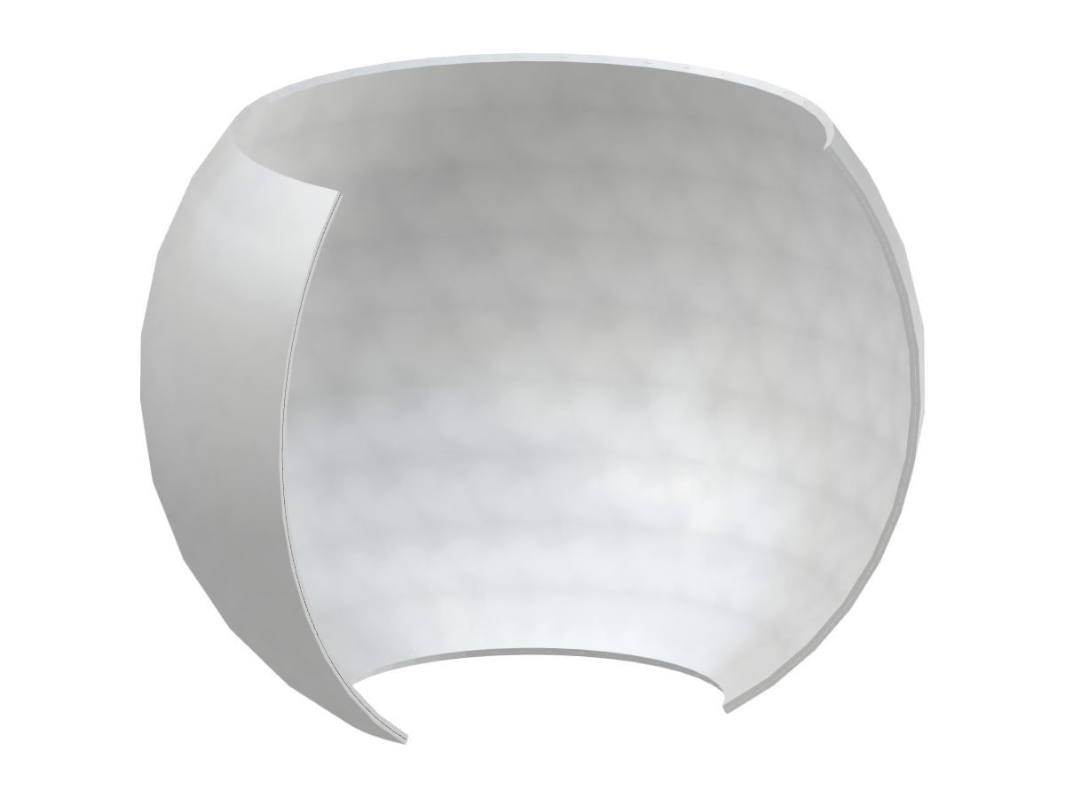 Model of a complex double-curved shell structure showcasing advanced design capabilities.
