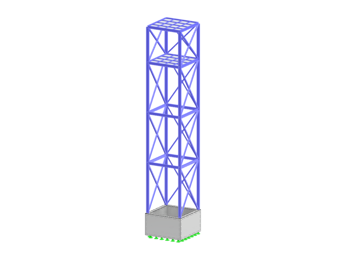 Illustration of a lift shaft including the technical details of the machine room in a structural engineering context.