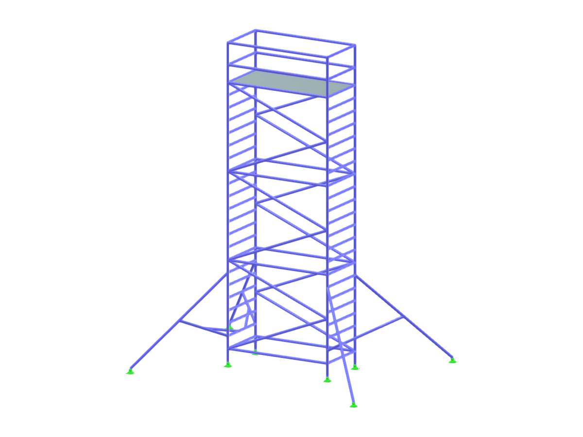 A detailed view of a single tower scaffolding structure showcasing its design and structural elements.