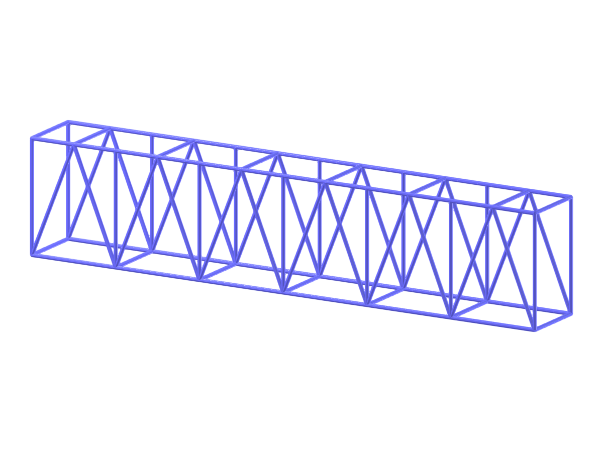 Detailed view of a rectangular 3D truss structure highlighting joint connections and load distribution analysis.