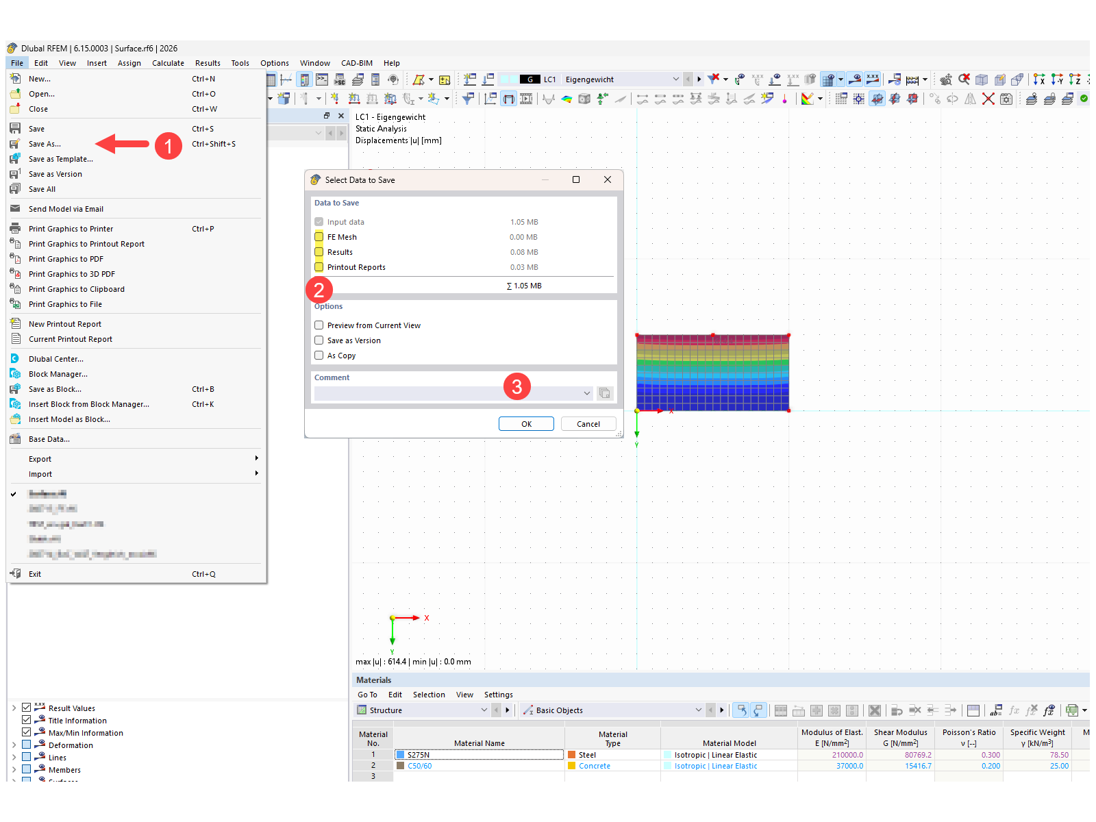Saving model as without results
