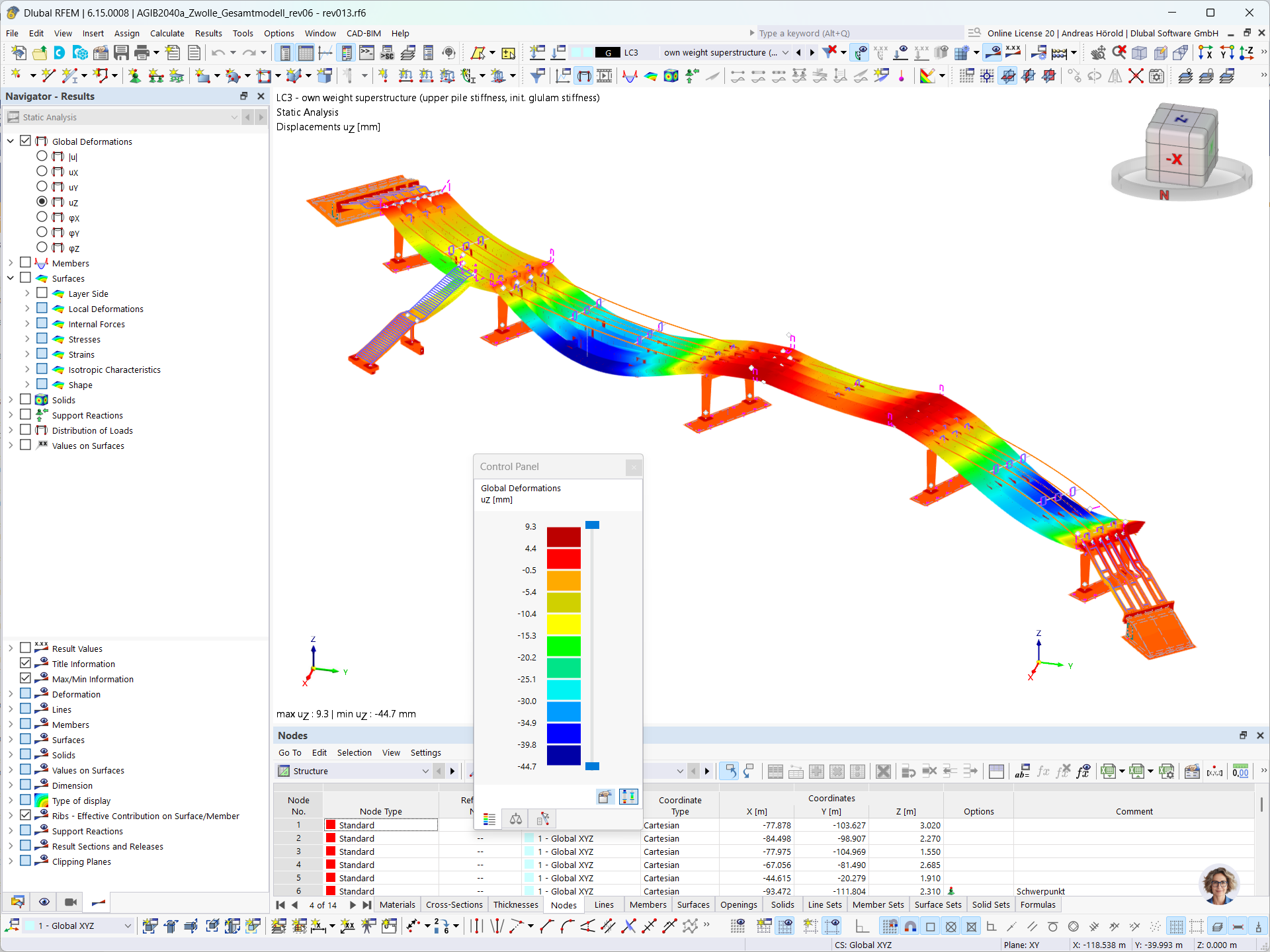 Deformations of the bridge in RFEM | © IB Miebach