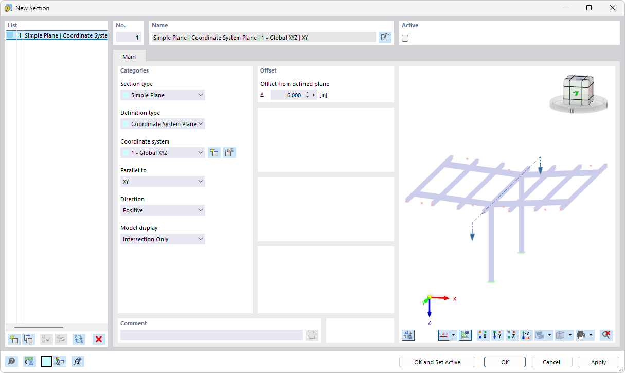 Dialog 'New Section'