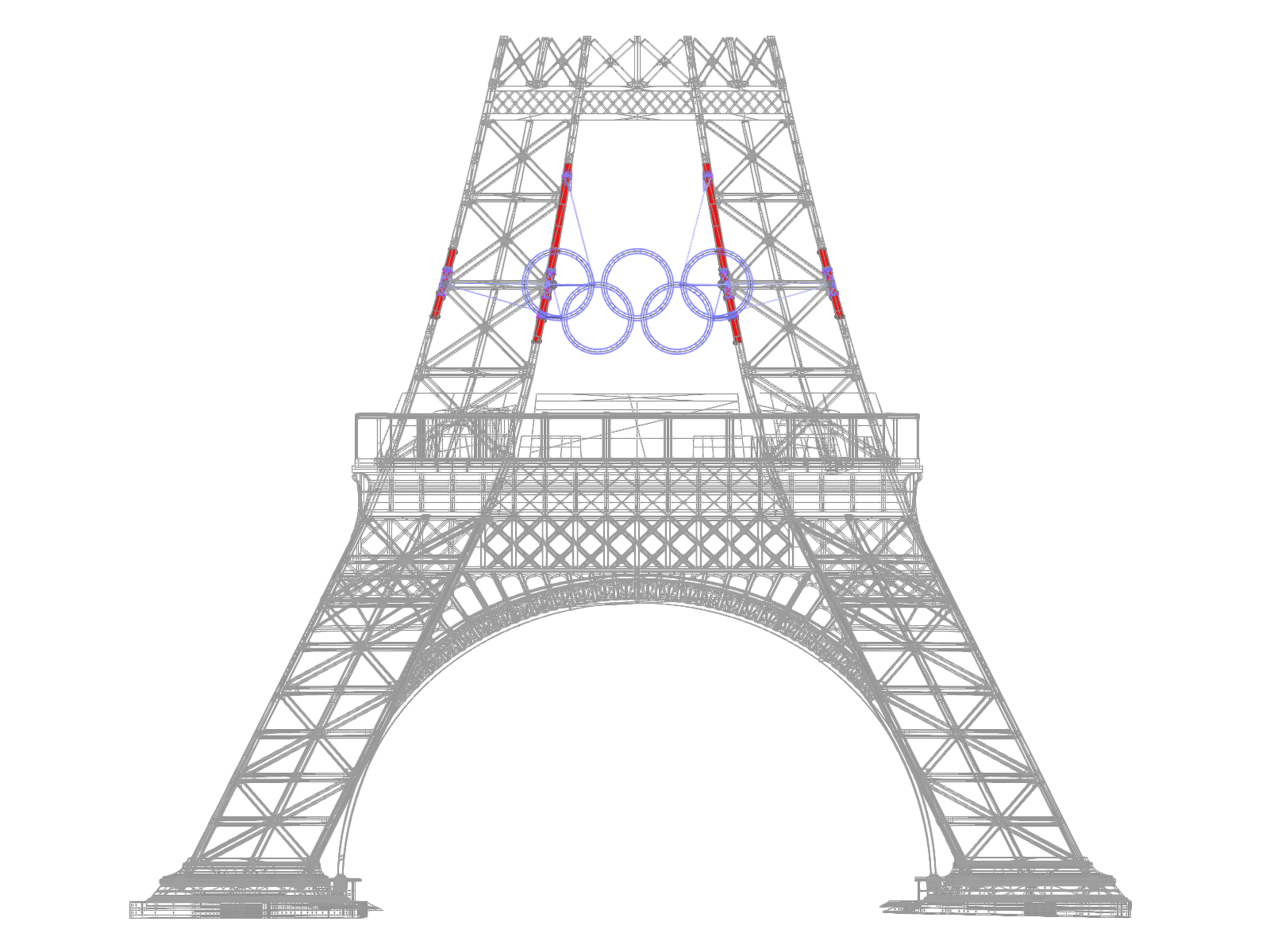 The Olympic rings on the Eiffel Tower