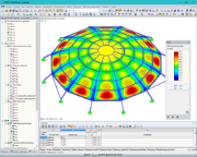 Deformaciones de cúpula de vidrio en RFEM