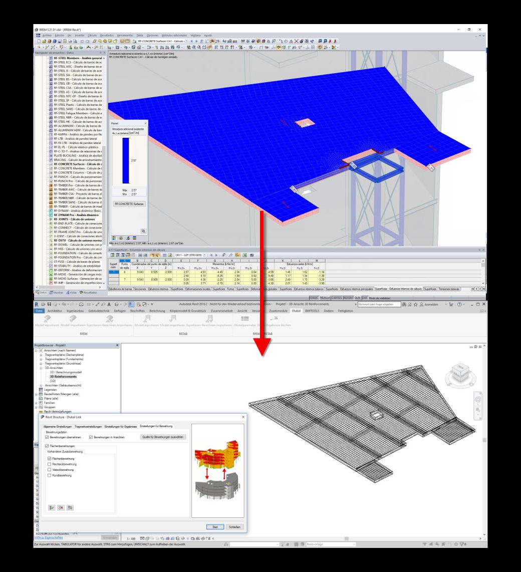 Übergabe von Bewehrungsobjekten von RFEM an Revit