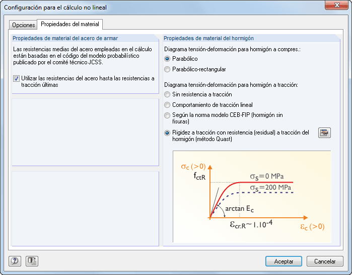 Configuración para análisis no lineal