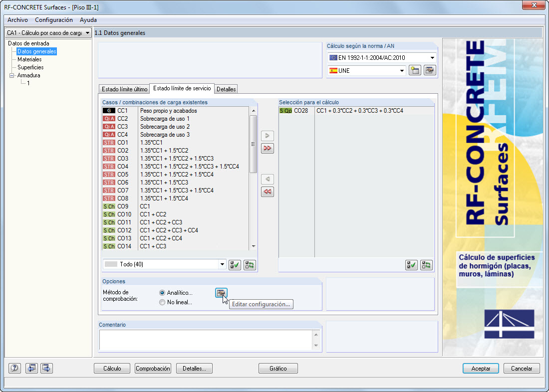 Datos generales de RF-CONCRETE Surfaces