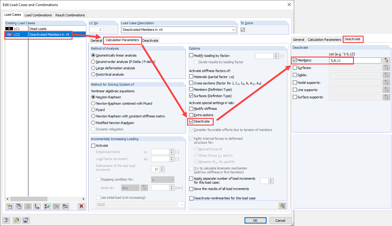 Opción "Desactivación" en RFEM