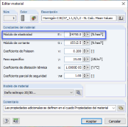Especificación del módulo de elasticidad tangente en el origen como módulo de elasticidad