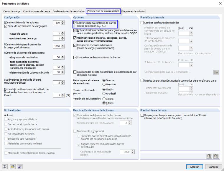 Consideración de la deformación a cortante en RFEM y RSTAB