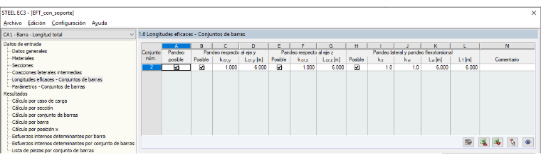 Ventana "1.6 Longitudes eficaces - Conjuntos de barras"