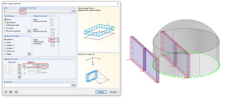 Dialog Box for Surface Load in Project Direction