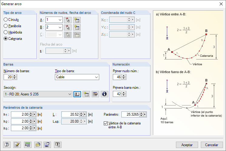 Generar catenaria