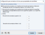 Configuración: Dirección de la armadura con el esfuerzo de tracción principal en el elemento considerado