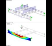 My en la viga (superior) y factor de carga crítica en RF-STABILITY (inferior)