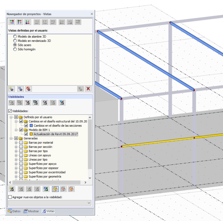 Marcado y visualización de cambios en el software de análisis estructural RFEM por medio de visibilidades