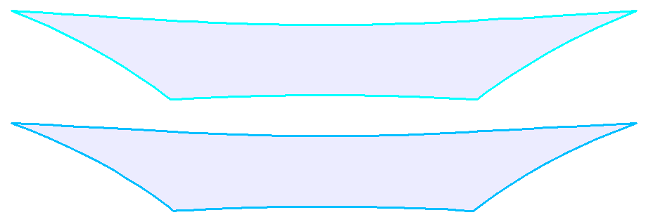 Patrones de corte para tejido con tratamiento superficial (superior) y para malla textil sin tratamiento superficial (inferior)