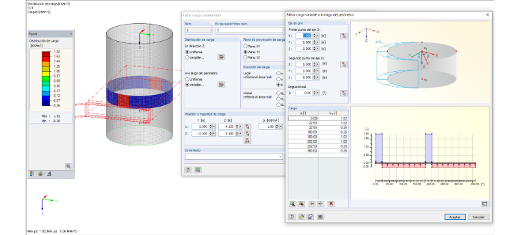 Lasteingabe in RFEM für Teilflächenlast für den Lastfall Füllen (z = 4,61 m)