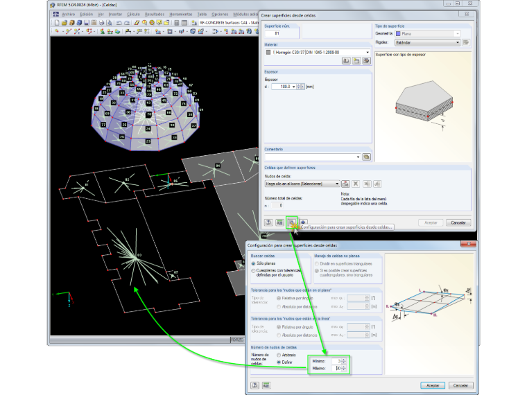 Crear superficies desde celdas