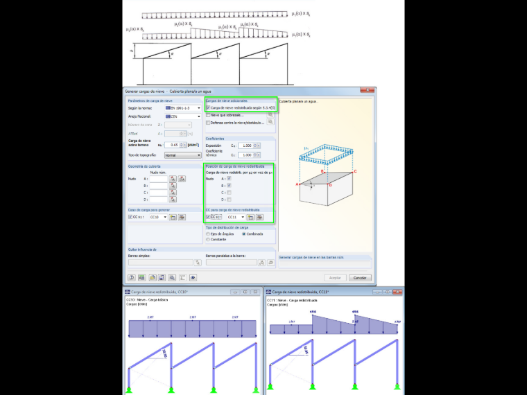 Carga de nieve sin acumulación de nieve