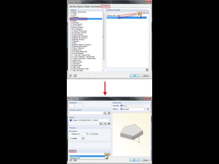 Configuración previa de comentarios