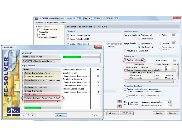 Optimización de apoyos laterales en RX-TIMBER