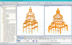 Modelos 3D de las dos cúpulas más altas en RSTAB (© Moses Structural Engineers Inc.)
