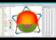 Draufsicht der seismischen Deformation in RFEM
