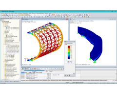 Los modelos de la redondez y la escalera con los resultados en RFEM (© osd GmbH & Co. KG)