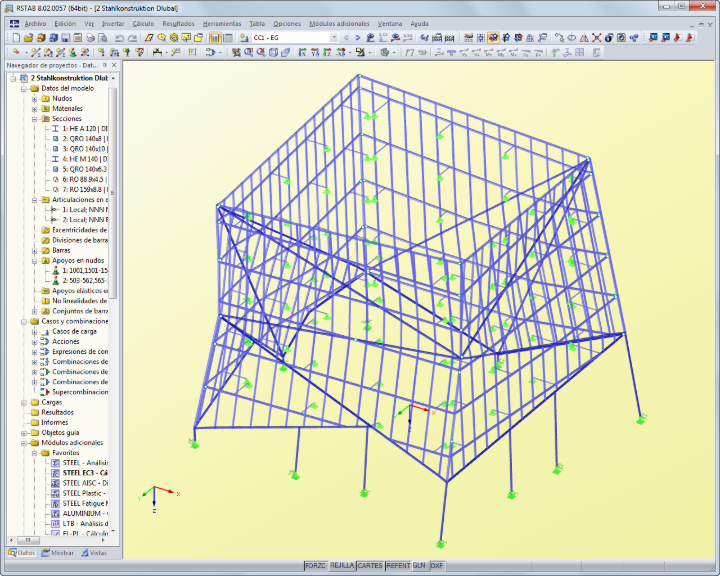 Estructura de soporte de la fachada en RSTAB (© Klöckner GmbH)