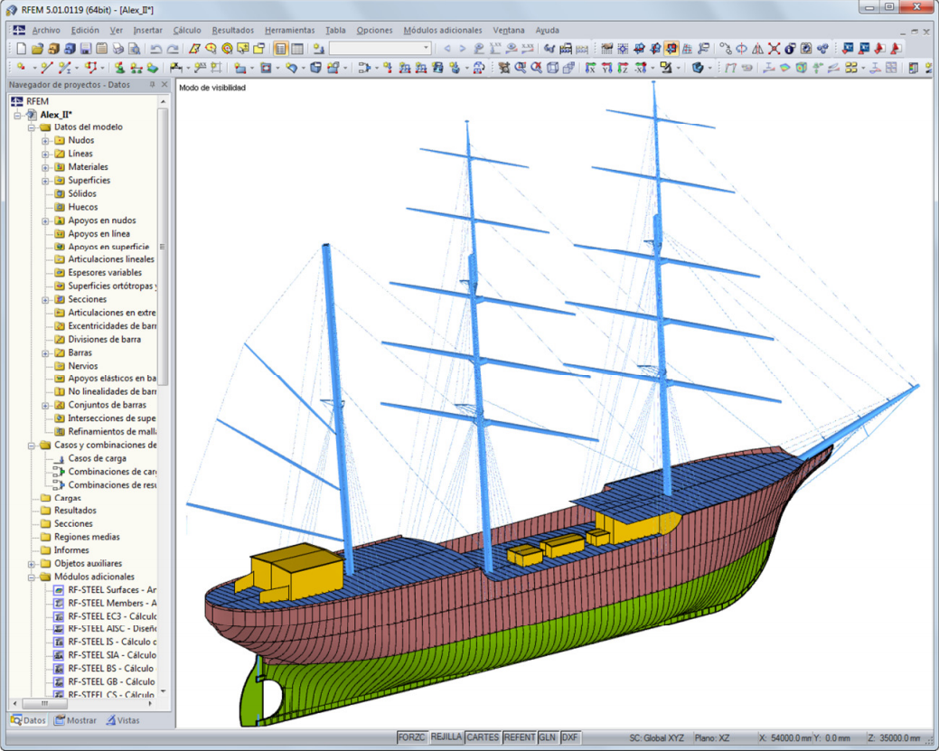 Modelo de presentación del "Alexander von Humboldt II" en RFEM (© Wollert)