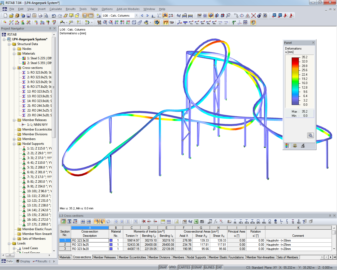 Modelo con la deformación visualizada en RSTAB (© ifb frohloff staffa kühl ecker)