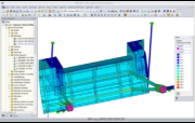 Modelo de RFEM de espesores de superficies en RF-STEEL Surfaces (© Ingenieurbüro Jürgen Ehlenz)