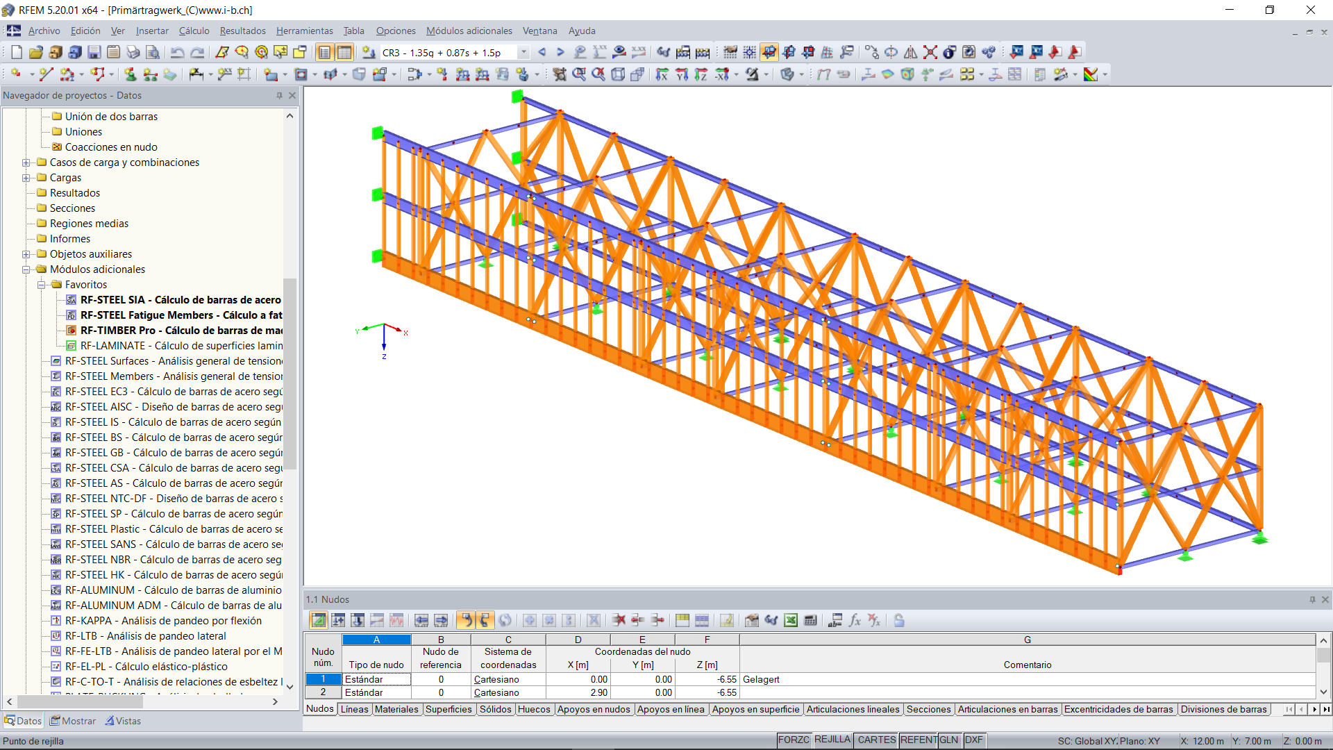 Modelo de estructura de celosía de RFEM con dos plantas nuevas (© Indermühle Bauingenieure)