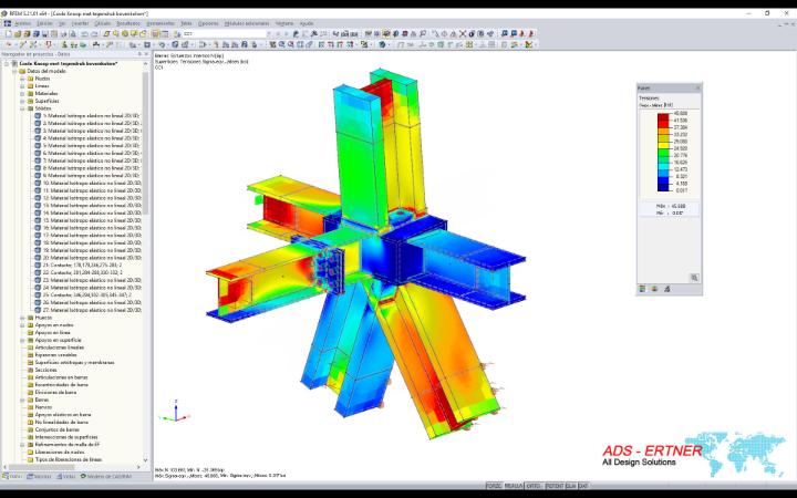 Conexión con tensiones equivalentes en RFEM (© ADS-ERTNER BV)