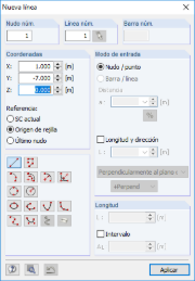 Cuadro de diálogo "Nueva línea"