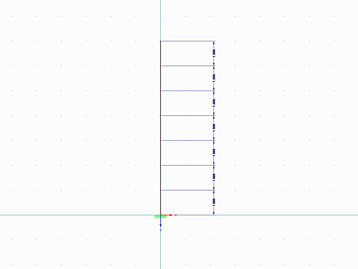Visualización del voladizo con siete nudos de masa